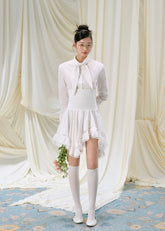 Asymmetrical Strapless Top & Skirt Set with Lace Detail
